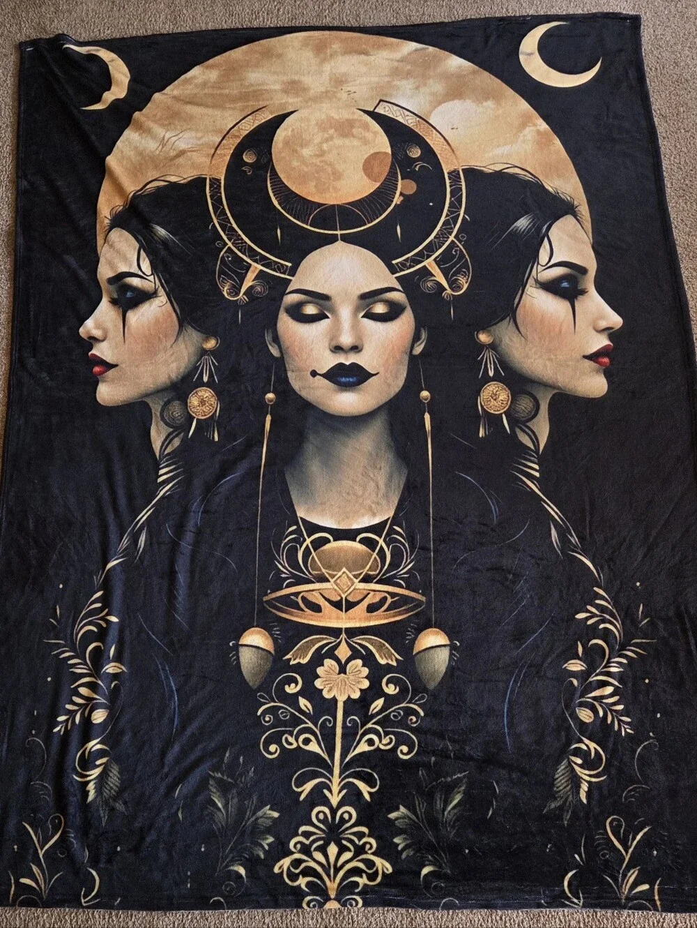 Hecate (Style #3) Triple Goddess Blanket Crescent Moon Blanket 58
